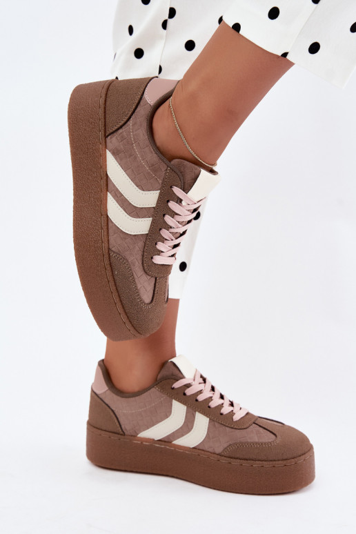 Khaki sneakers with platform and straps Kaya