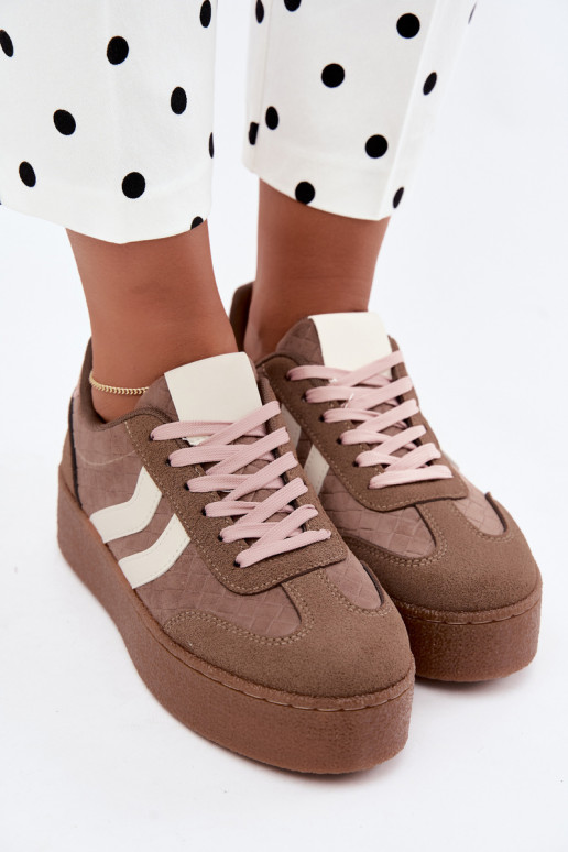 Khaki sneakers with platform and straps Kaya