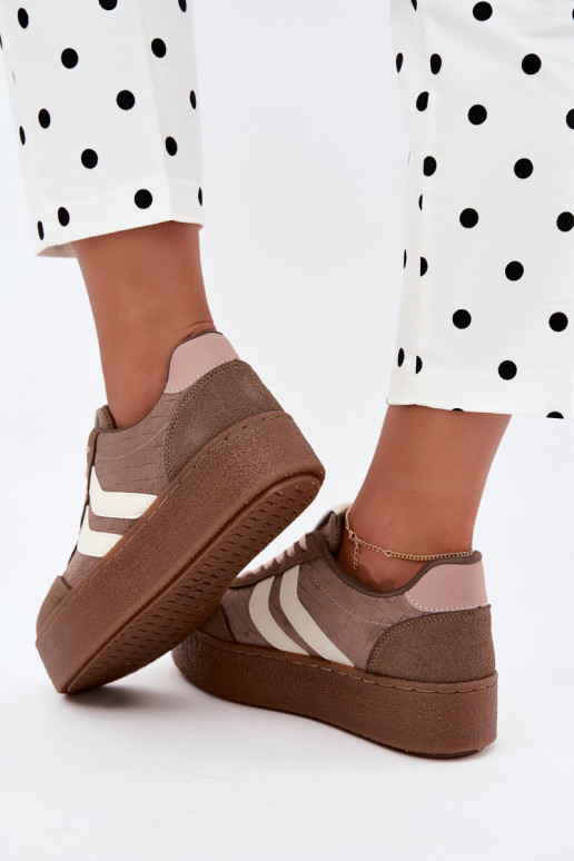 Khaki sneakers with platform and straps Kaya