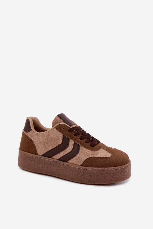 Brown sneakers with platform and straps Kaya
