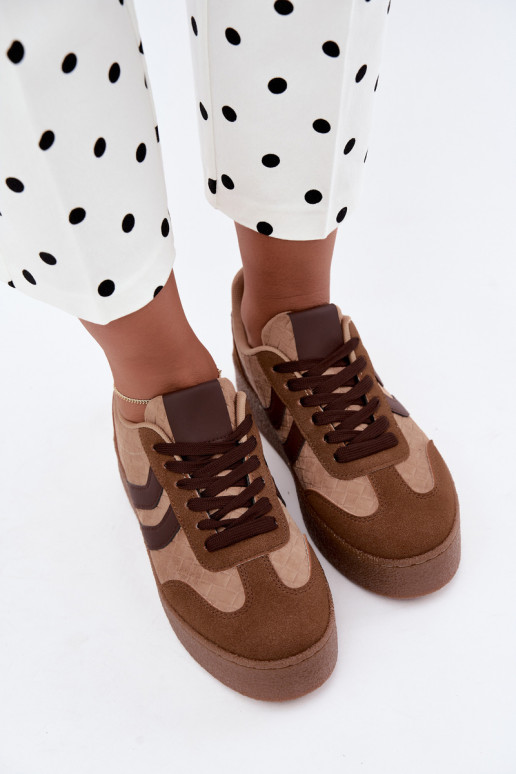 Brown sneakers with platform and straps Kaya