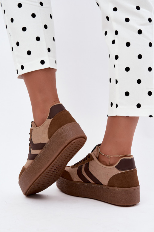 Brown sneakers with platform and straps Kaya
