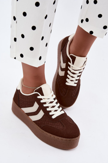 Brown sneakers with platform and straps Kaya 2
