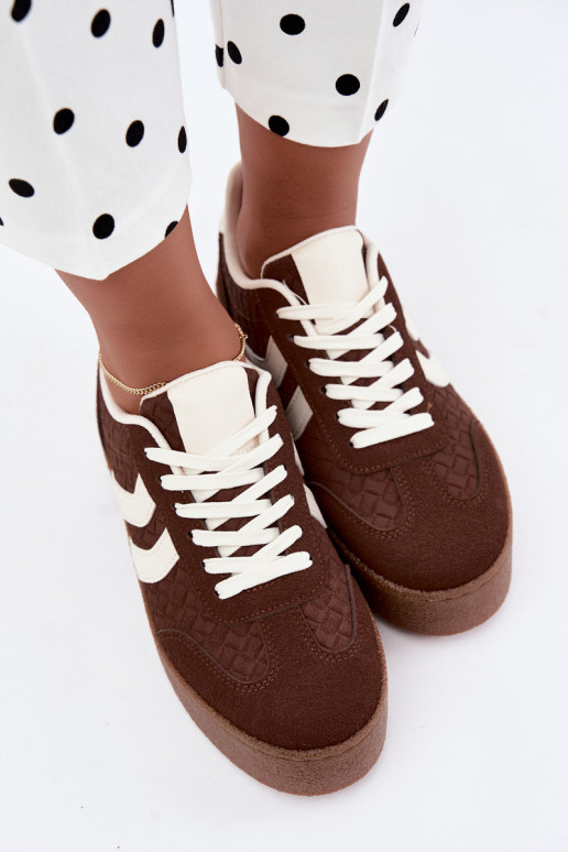 Brown sneakers with platform and straps Kaya