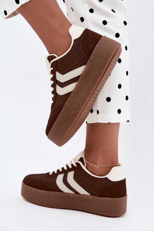 Brown sneakers with platform and straps Kaya
