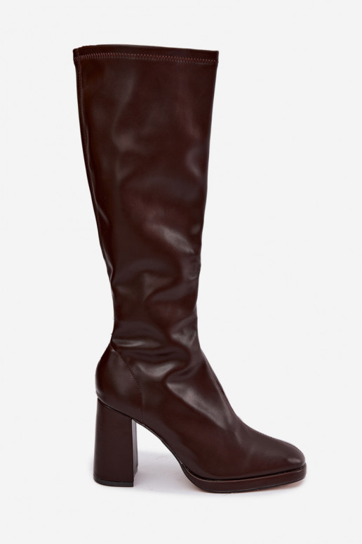 women's knee-high boots with seams on the shaft in brown color Brivana