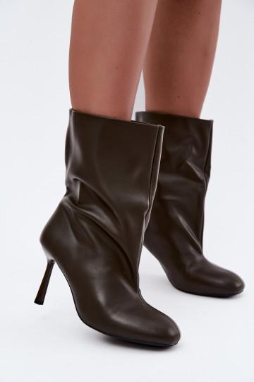 slip-on ankle boots with thin heels in khaki color Jalisa