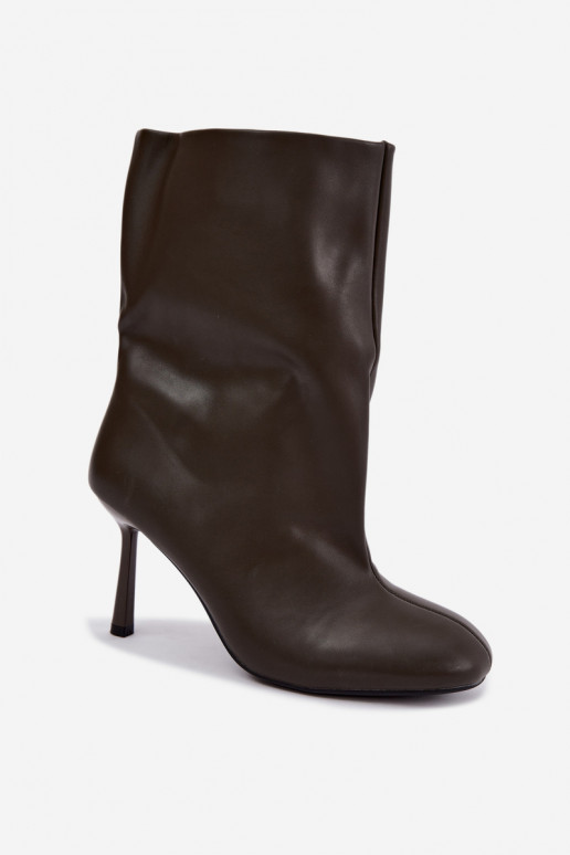 slip-on ankle boots with thin heels in khaki color Jalisa