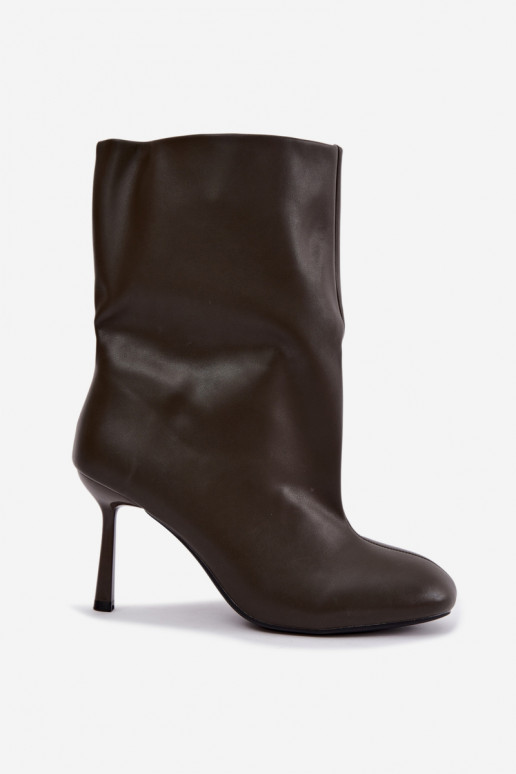 slip-on ankle boots with thin heels in khaki color Jalisa