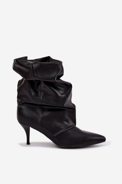 Slip-on women's slouchy ankle boots with slim heels in black color Harissa