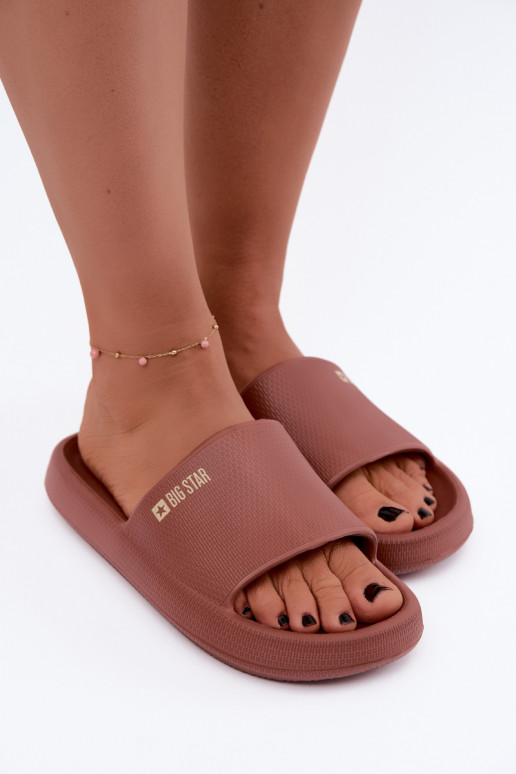 Women's lightweight slippers Big Star UU274088 in brown color