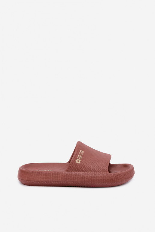 Women's lightweight slippers Big Star UU274088 in brown color