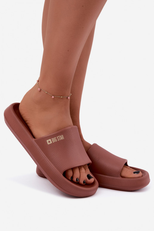 Women's lightweight slippers Big Star UU274088 in brown color