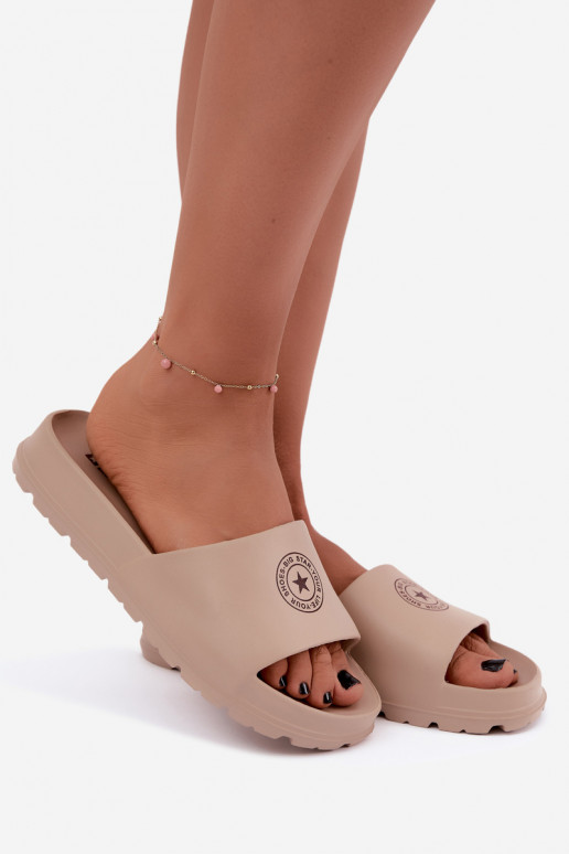 Women's lightweight slippers Big Star UU274074 in sand color