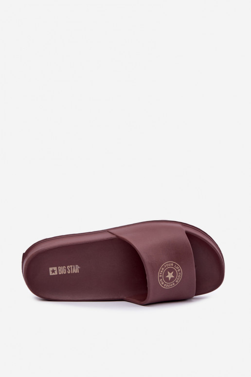 Women's lightweight slippers Big Star UU274075 in brown color