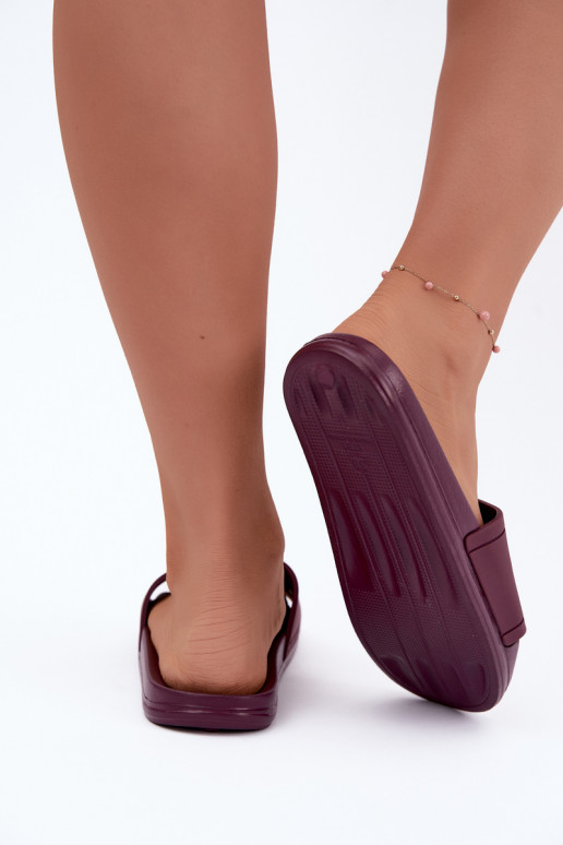 Women's slippers Big Star UU274070 in burgundy color