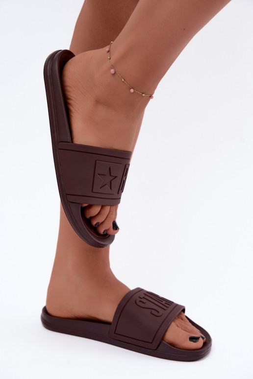 Women's slippers Big Star UU274072 in chocolate color
