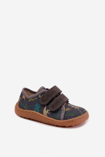 Kids' Barefoot Slippers with Dinosaurs Froddo Canvas G1700440-31 Gray