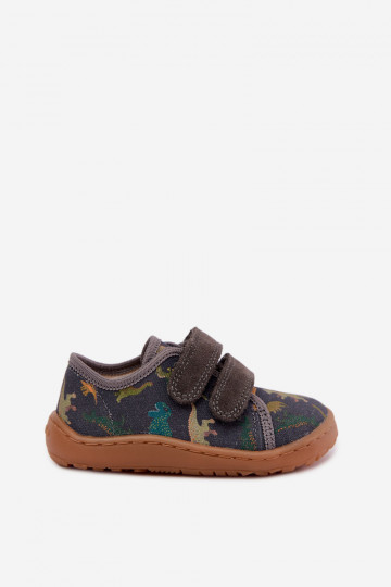 Vaikiškos Barefoot šlepetės su dinozaurais Froddo Canvas G1700440-31 Pilkos 2