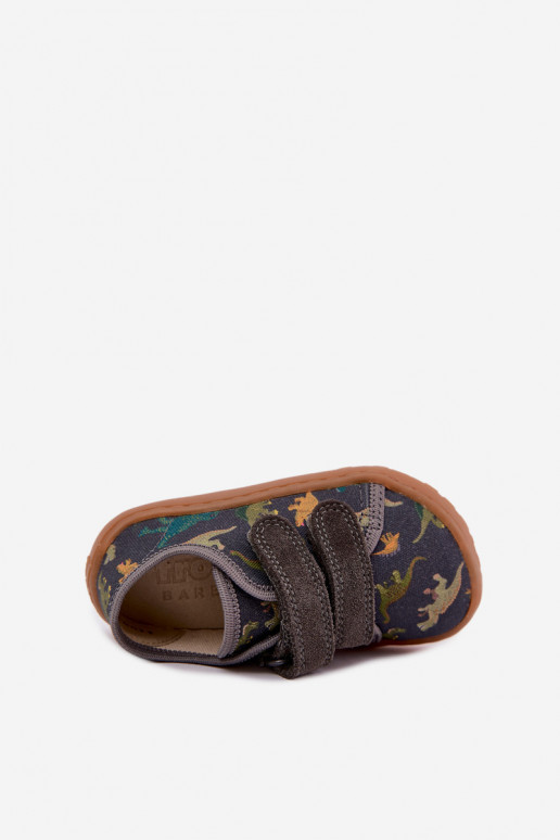 Kids' Barefoot Slippers with Dinosaurs Froddo Canvas G1700440-31 Gray