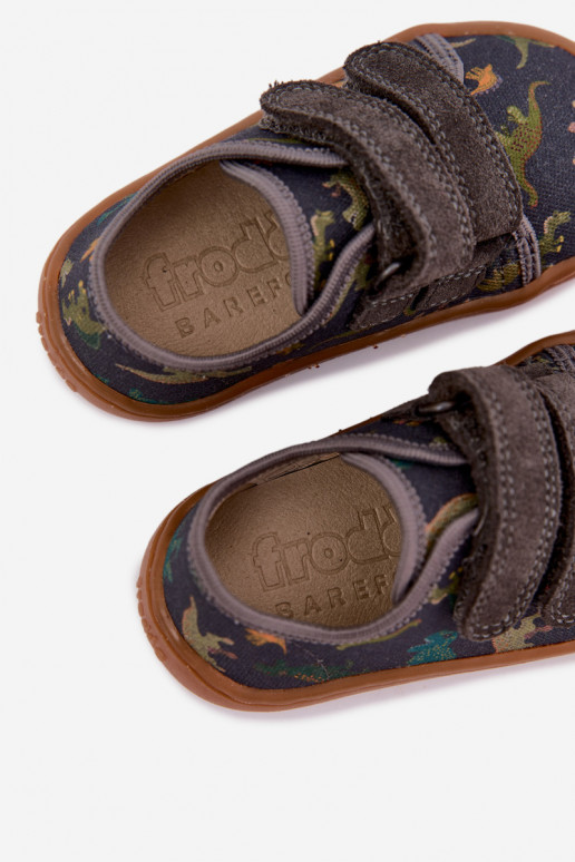 Kids' Barefoot Slippers with Dinosaurs Froddo Canvas G1700440-31 Gray
