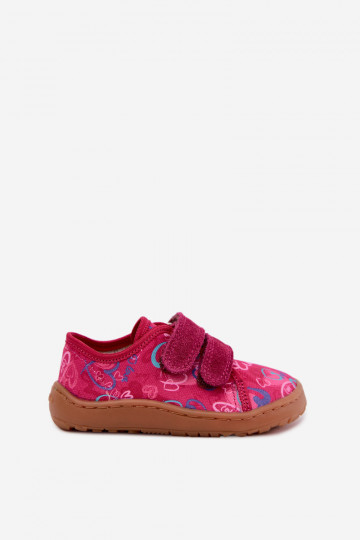 Kids' Barefoot Slippers with Hearts Froddo Canvas G1700440-24 Pink 2