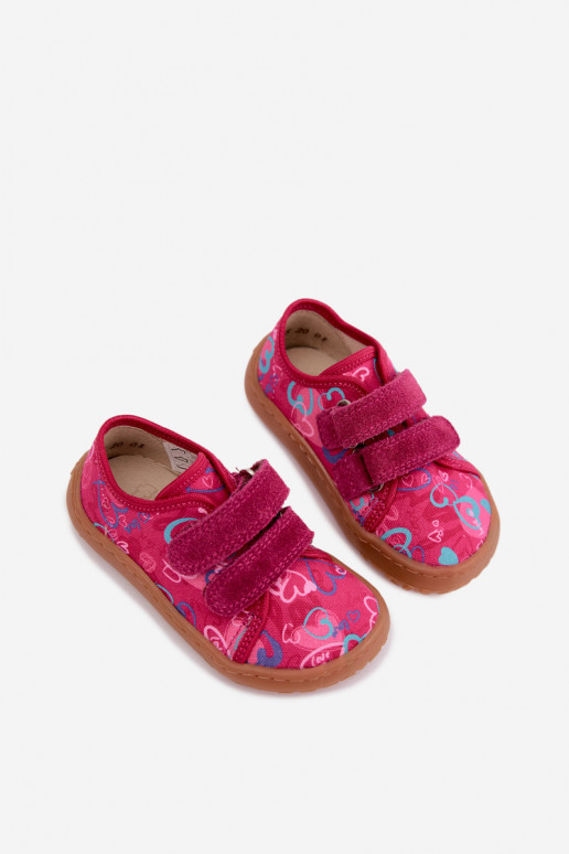 Kids' Barefoot Slippers with Hearts Froddo Canvas G1700440-24 Pink
