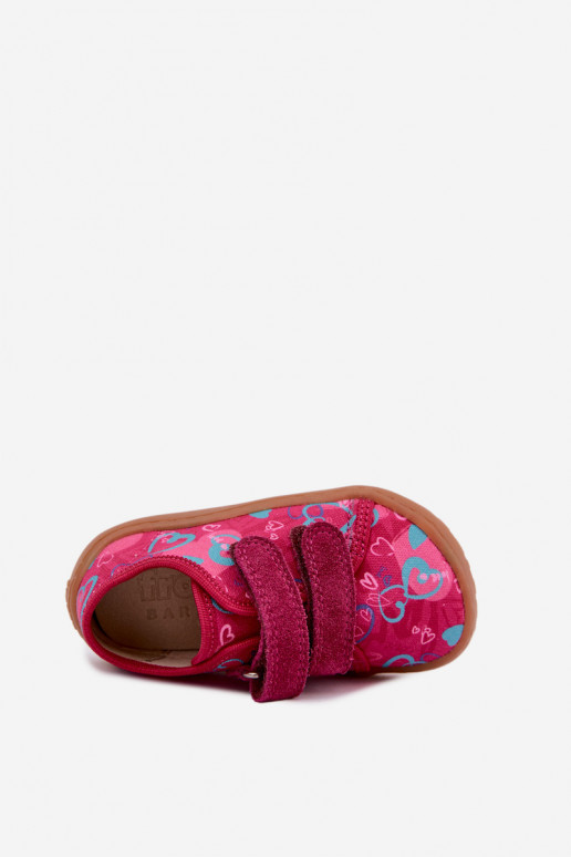 Kids' Barefoot Slippers with Hearts Froddo Canvas G1700440-24 Pink