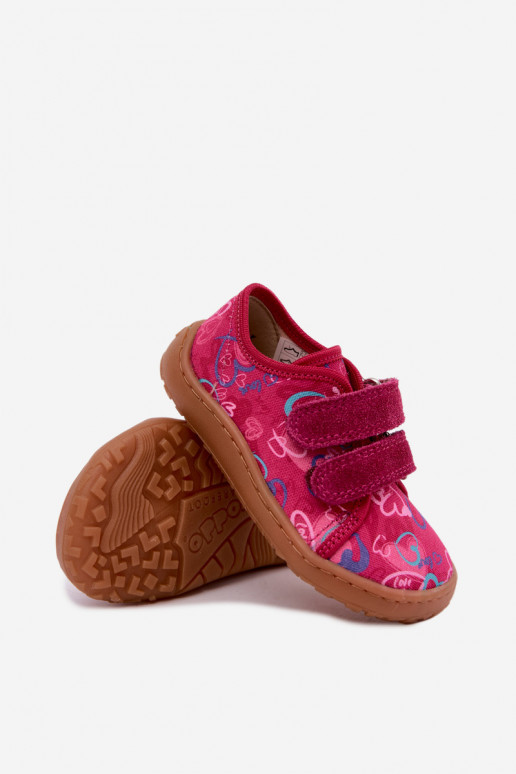 Kids' Barefoot Slippers with Hearts Froddo Canvas G1700440-24 Pink