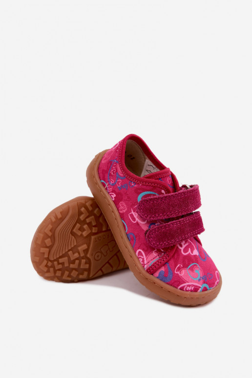 Kids' Barefoot Slippers with Hearts Froddo Canvas G1700440-24 Pink