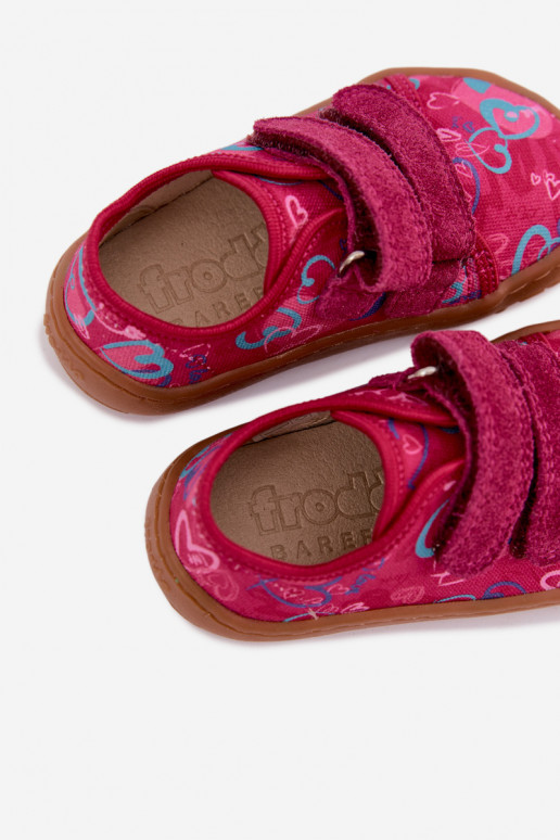Vaikiškos Barefoot šlepetės su širdelėmis Froddo Canvas G1700440-24 Rožinės