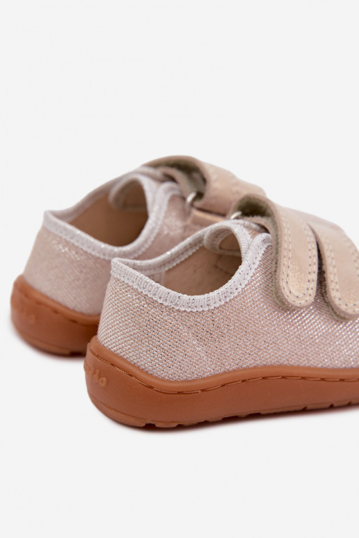 Dziecięce klapki Barefoot Froddo Canvas G1700440-1 Złote