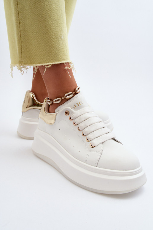 Skórzane damskie sneakersy GOE NN2N4031 białe
