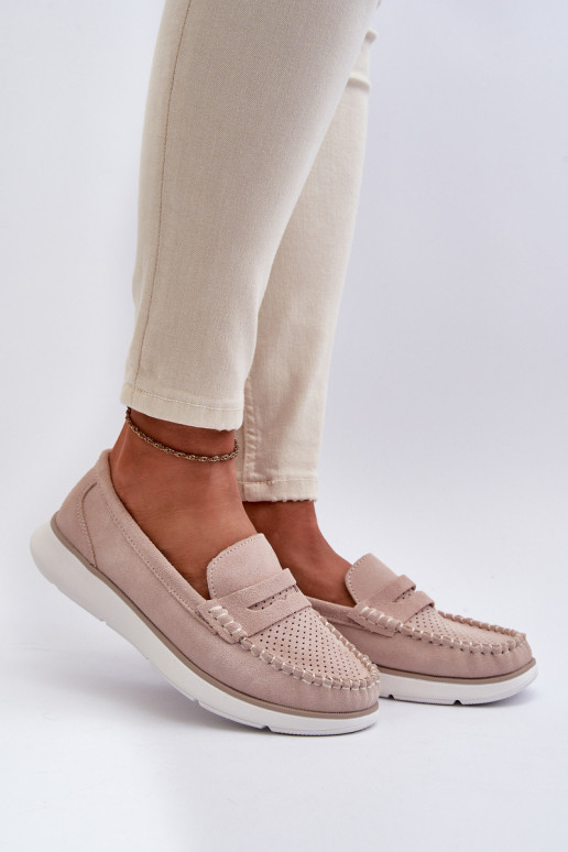 Suede platform loafers Sergio Leone SP012 beige