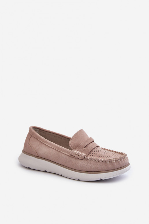Suede platform loafers Sergio Leone SP012 beige
