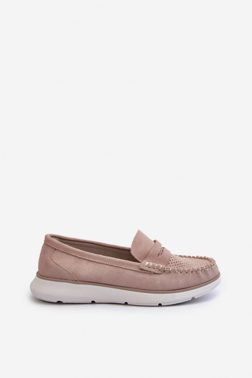 Suede platform loafers Sergio Leone SP012 beige