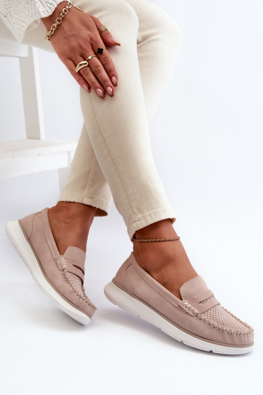 Suede platform loafers Sergio Leone SP012 beige