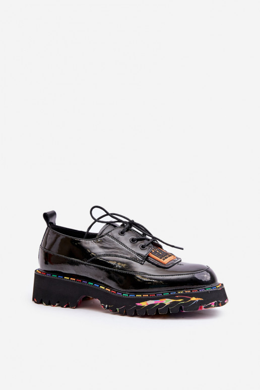 Lakierowane damskie buty z sznurówkami Artiker 55C0499 czarne