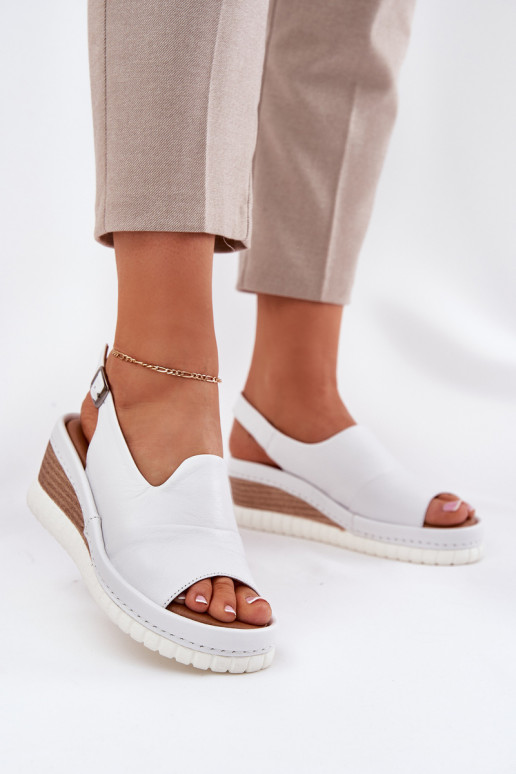 Leather women's platform sandals Artiker 56C0918 white