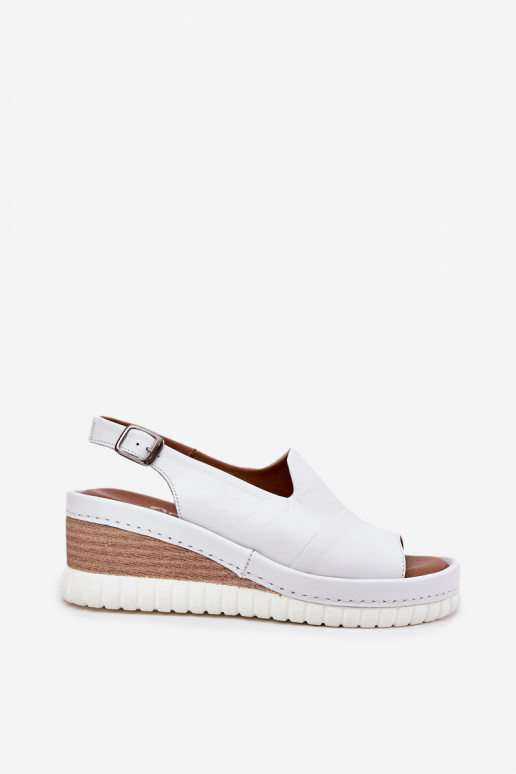 Leather women's platform sandals Artiker 56C0918 white