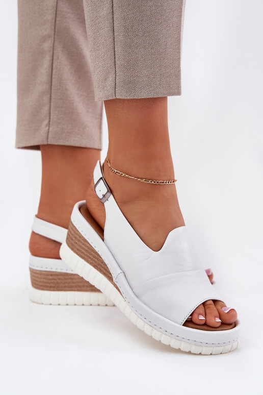 Leather women's platform sandals Artiker 56C0918 white