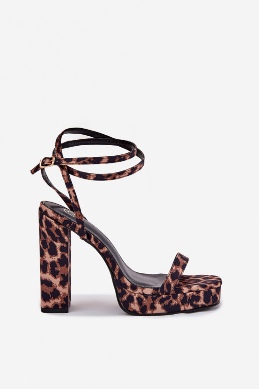Women's high-heeled sandals with stripes and leopard print Fevenne