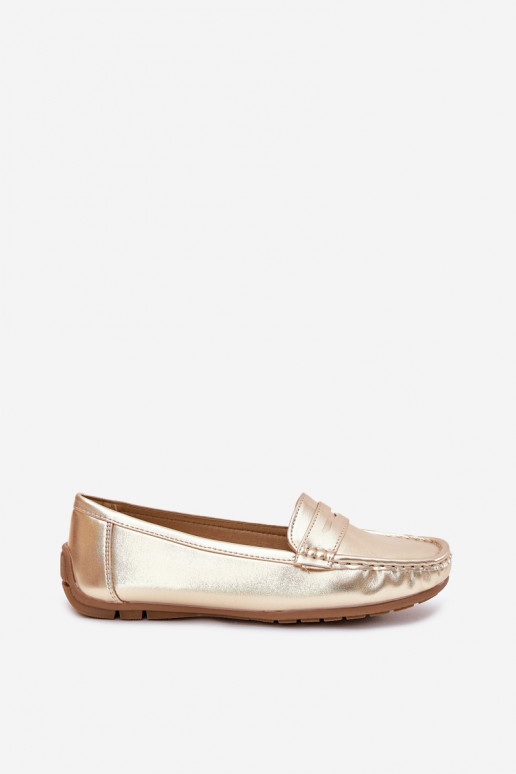 Faux leather women's loafers gold Lenvie