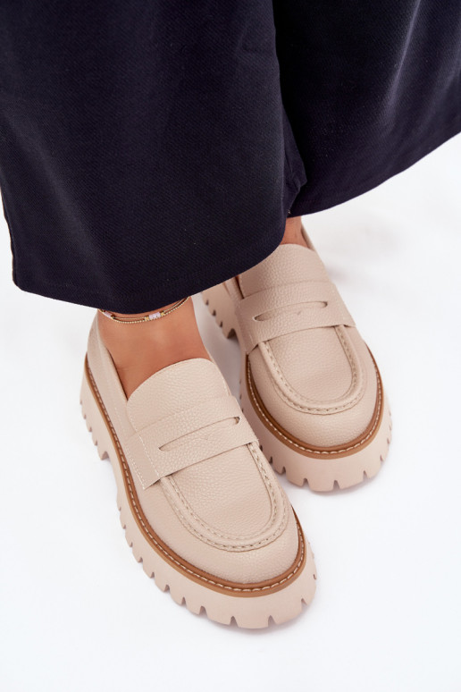 Women's platform loafers and flat shoes Big Star NN274050 beige