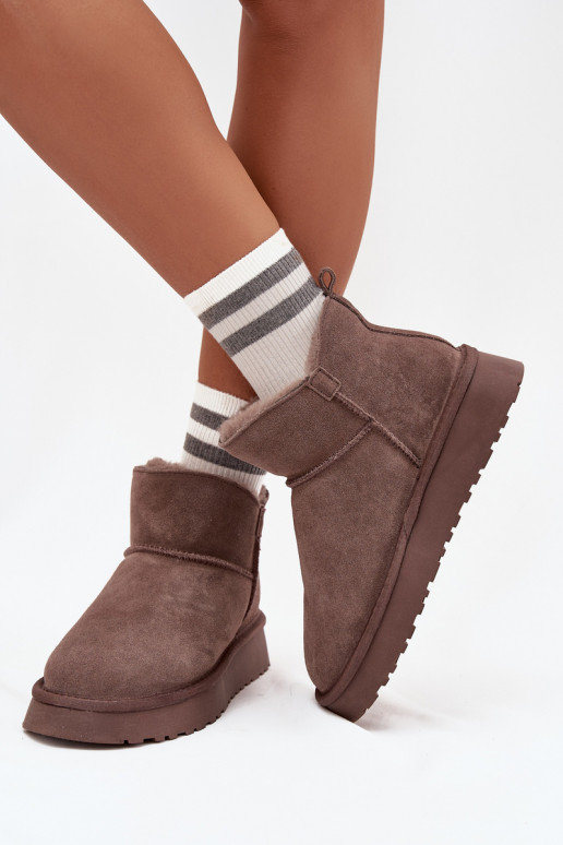Suede insulated snow boots with fur inside Vinceza 97961 brown