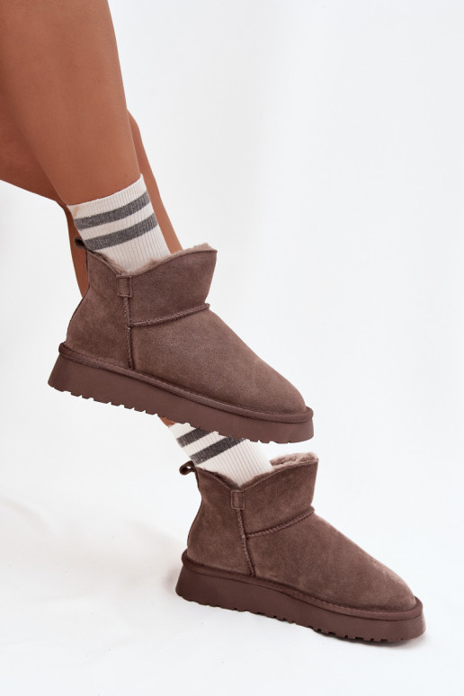 Suede insulated snow boots with fur inside Vinceza 97961 brown