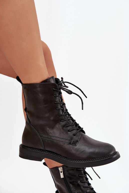 Leather insulated women's work ankle boots Big Star SS274480 black