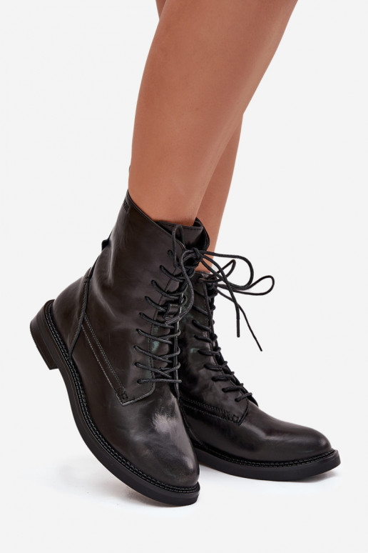 Leather insulated women's work ankle boots Big Star SS274480 black