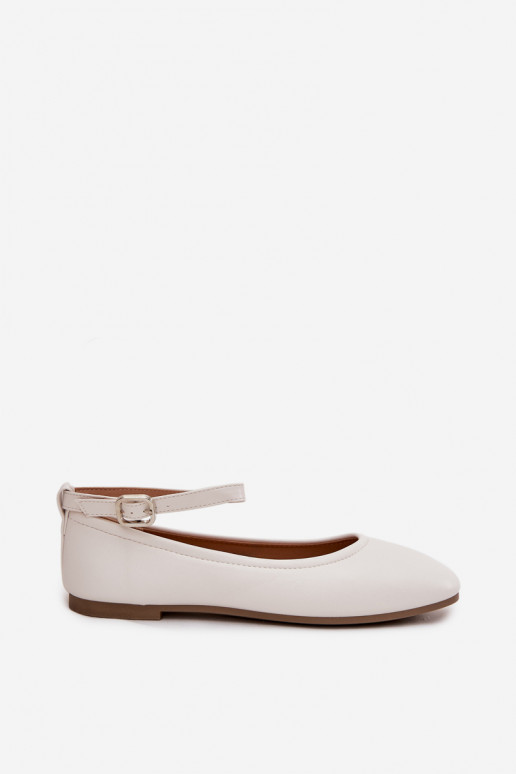 White ballerinas with straps and buckles Janelor