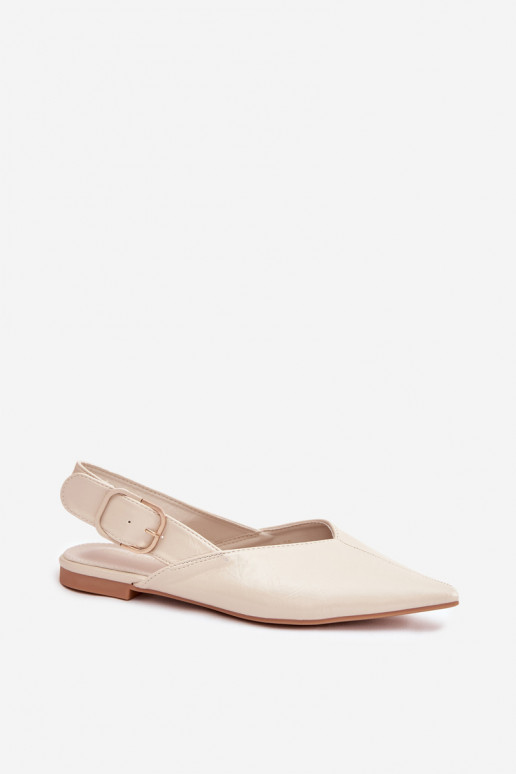 Sand-colored patent ballerinas with buckles Rinalle